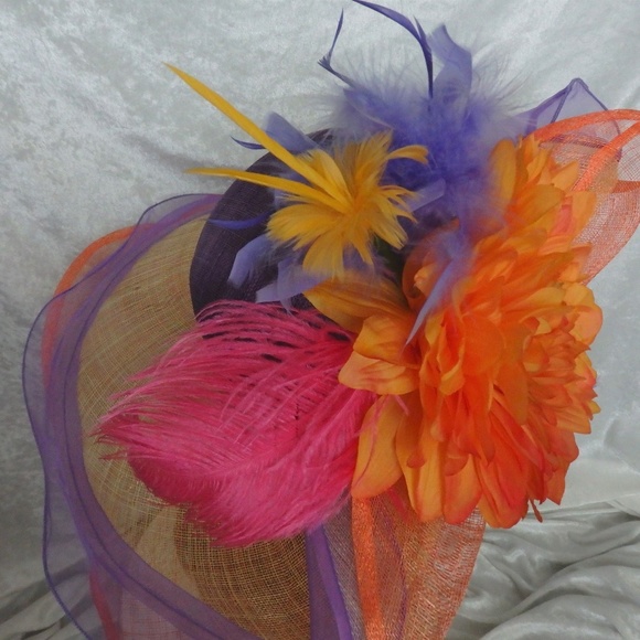 Vivid Purple & Orange Wide-brimmed hat. main image 5